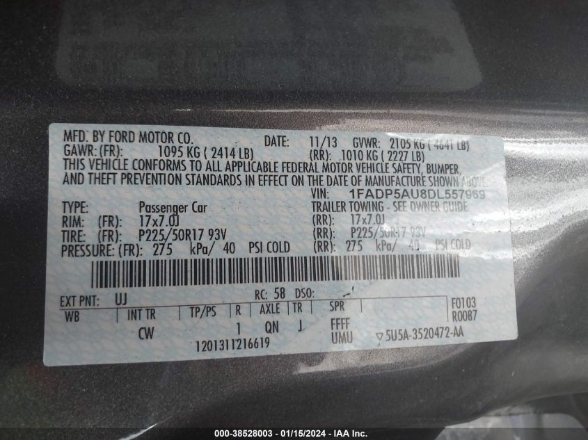 2013 FORD C-MAX HYBRID SE - 1FADP5AU8DL557969