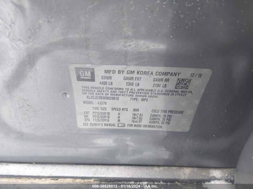 2019 BUICK ENCORE PREFERRED - KL4CJESB4KB829810