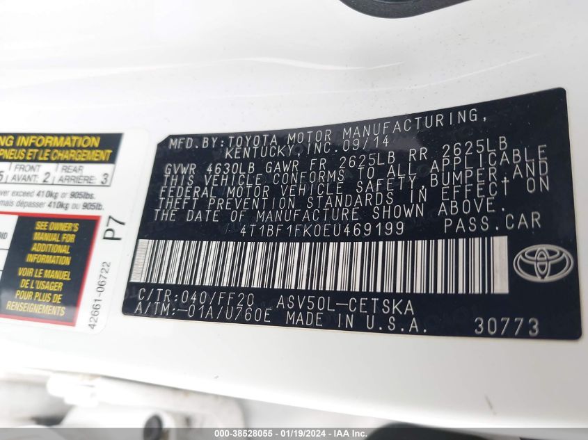 2014 TOYOTA CAMRY SE - 4T1BF1FK0EU469199