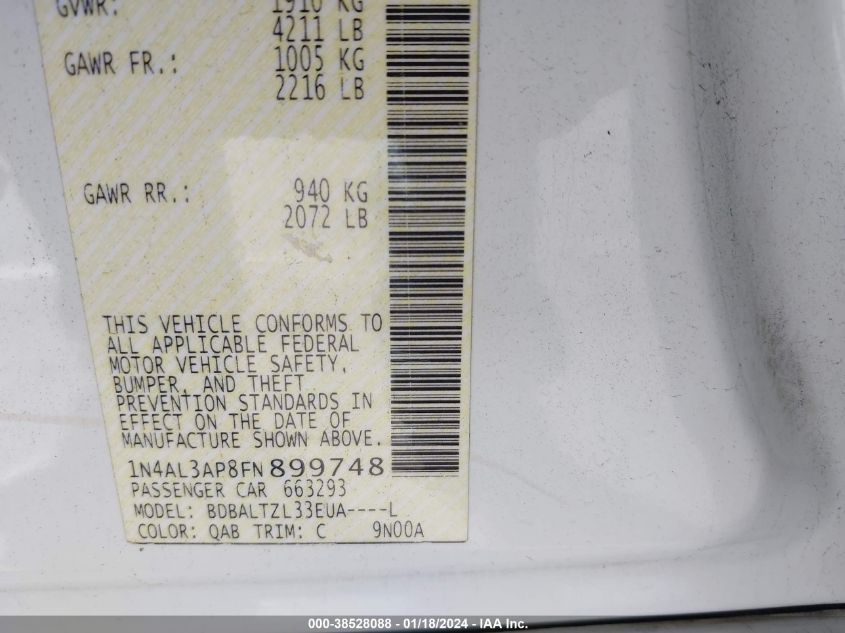 2015 NISSAN ALTIMA 2.5 SL - 1N4AL3AP8FN899748