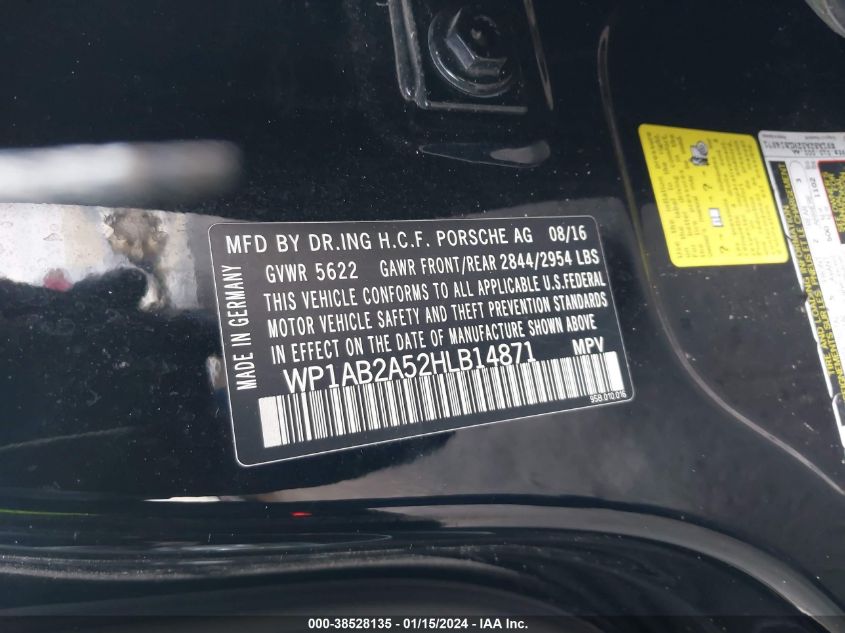 2017 PORSCHE MACAN S - WP1AB2A52HLB14871