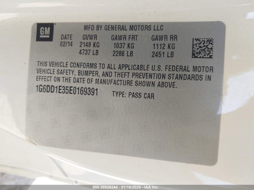 2014 CADILLAC CTS PREMIUM - 1G6DD1E35E0169391