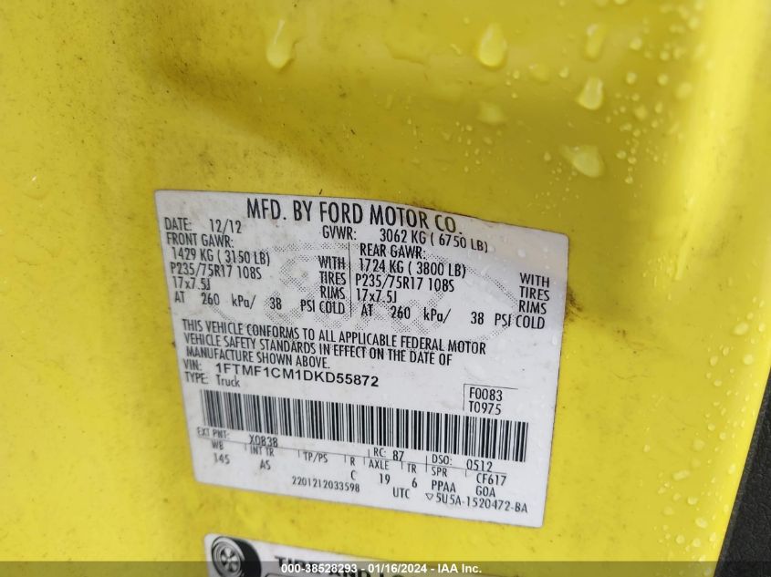 2013 FORD F-150 XL - 1FTMF1CM1DKD55872
