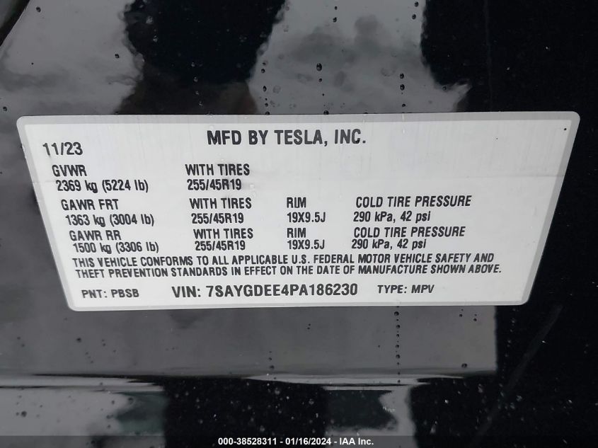 2023 TESLA MODEL Y - 7SAYGDEE4PA186230