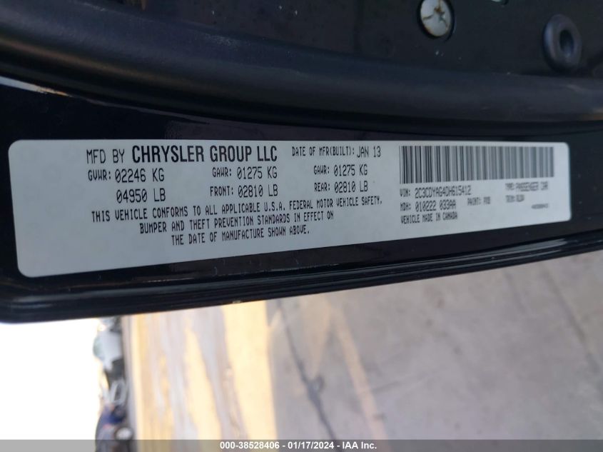 2013 DODGE CHALLENGER SXT - 2C3CDYAG4DH615412