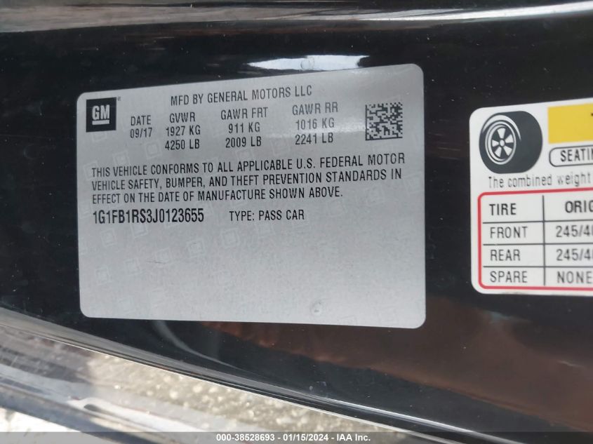 2018 CHEVROLET CAMARO 1LT - 1G1FB1RS3J0123655