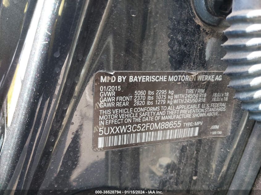 2015 BMW X4 XDRIVE28I - 5UXXW3C52F0M88655