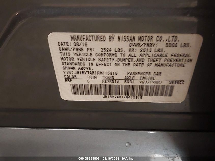 2015 INFINITI Q50 PREMIUM - JN1BV7AR1FM415915