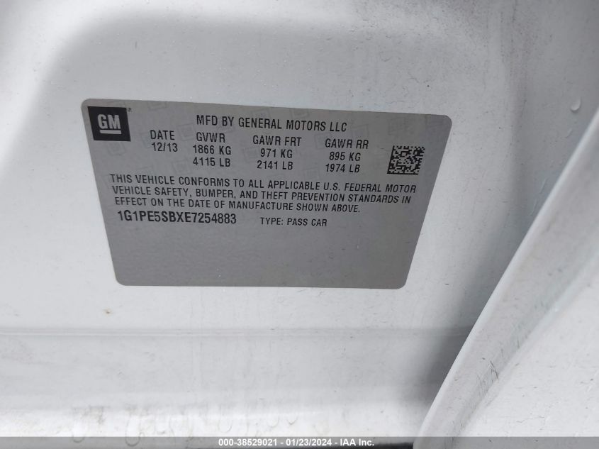 2014 CHEVROLET CRUZE 2LT AUTO - 1G1PE5SBXE7254883