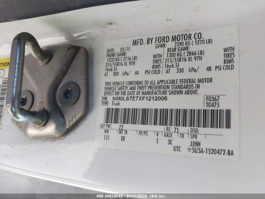 2015 FORD TRANSIT CONNECT XL - NM0LS7E7XF1212006