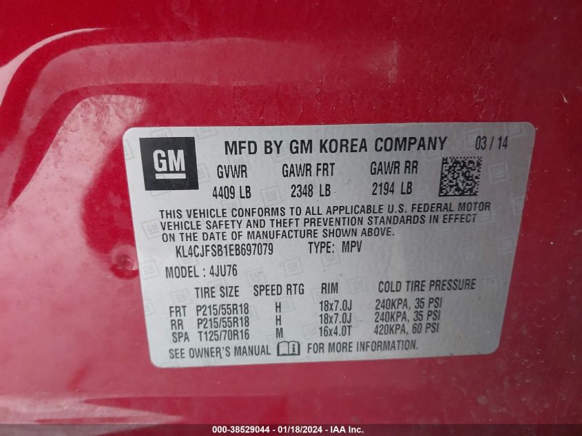 2014 BUICK ENCORE CONVENIENCE - KL4CJFSB1EB697079