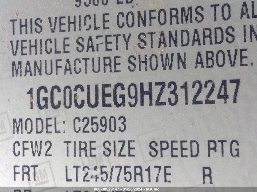 1GC0CUEG9HZ312247 | 2017 CHEVROLET SILVERADO 2500HD