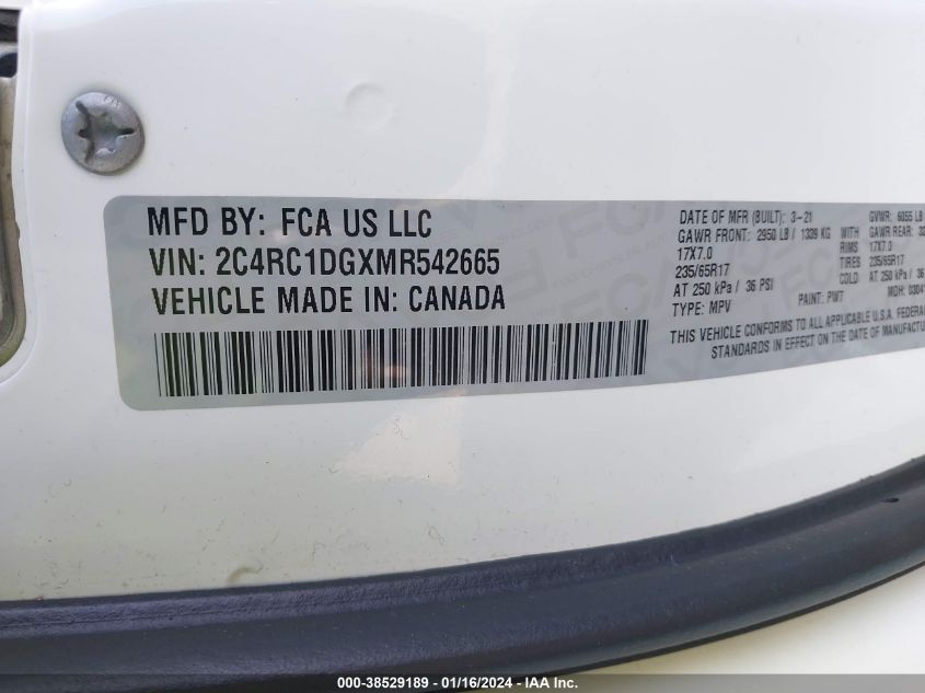 2021 CHRYSLER VOYAGER LXI - 2C4RC1DGXMR542665