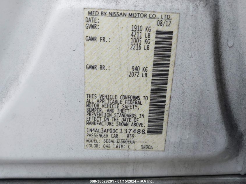 2013 NISSAN ALTIMA 2.5 SV - 1N4AL3AP0DC137488