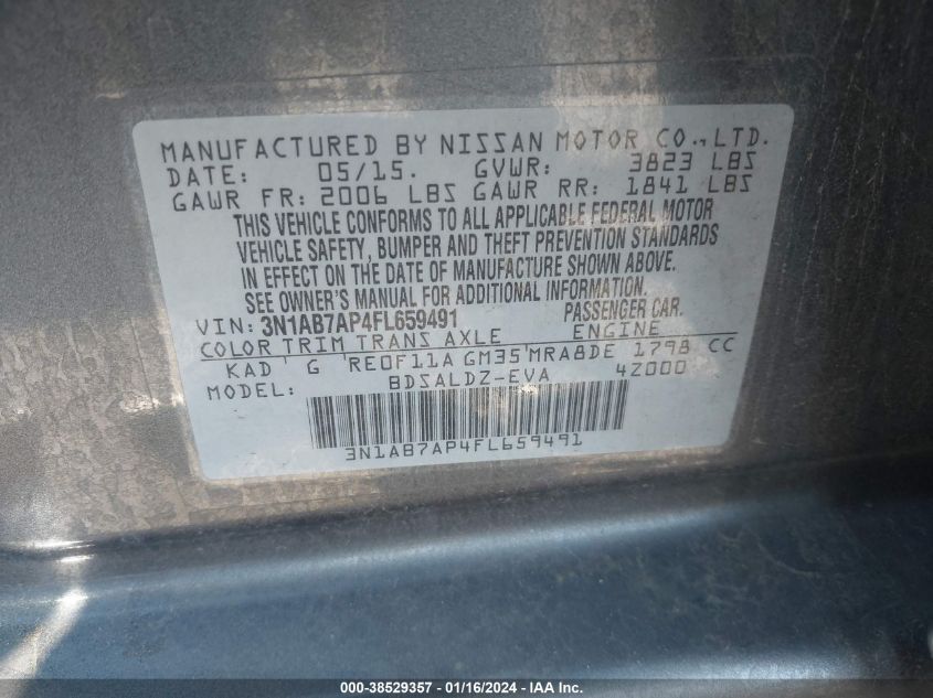2015 NISSAN SENTRA FE+ S/S/SL/SR/SV - 3N1AB7AP4FL659491