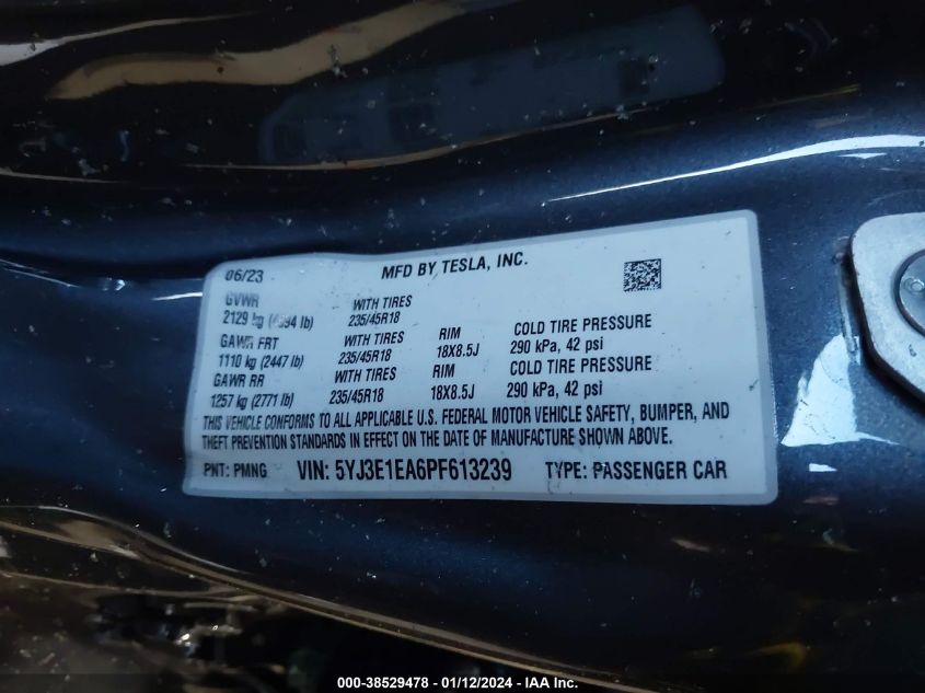 2023 TESLA MODEL 3 REAR-WHEEL DRIVE - 5YJ3E1EA6PF613239
