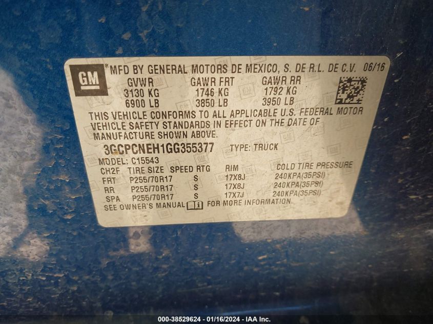 2016 CHEVROLET SILVERADO 1500 C1500/C1500  LS - 3GCPCNEH1GG355377
