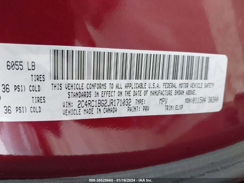 2018 CHRYSLER PACIFICA TOURING L - 2C4RC1BG2JR171032