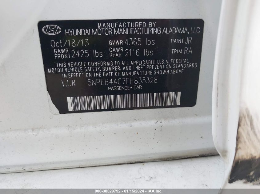 2014 HYUNDAI SONATA GLS - 5NPEB4AC7EH835328