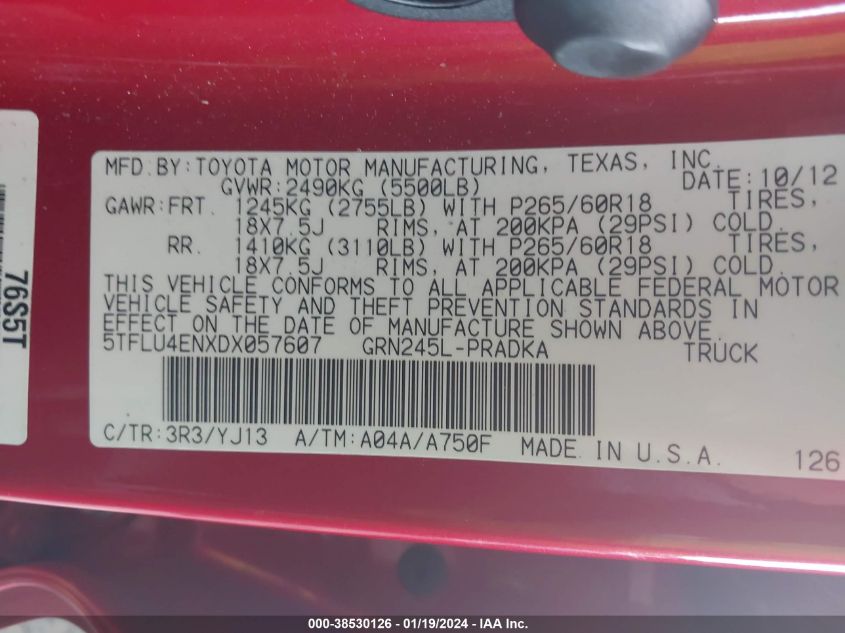 2013 TOYOTA TACOMA DOUBLE CAB - 5TFLU4ENXDX057607