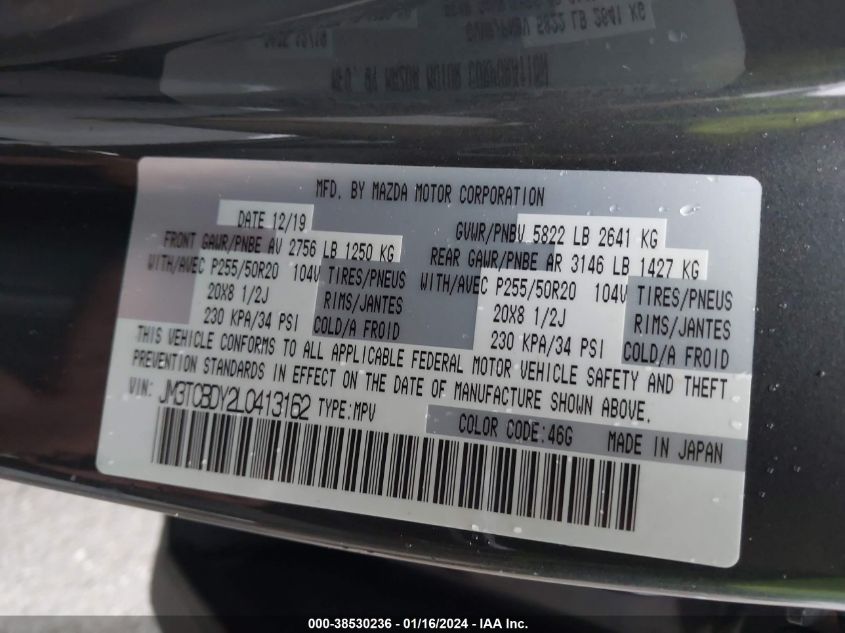 2020 MAZDA CX-9 GRAND TOURING - JM3TCBDY2L0413162