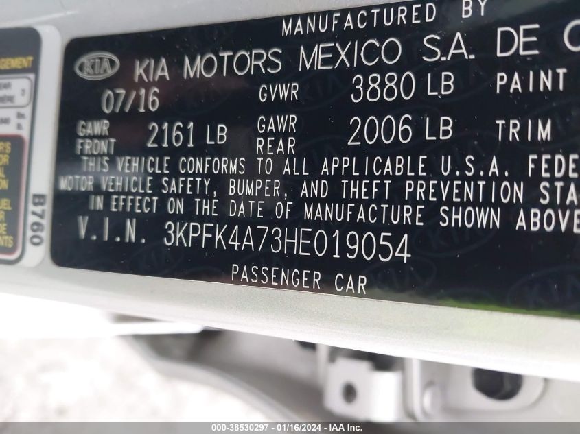 2017 KIA FORTE LX - 3KPFK4A73HE019054