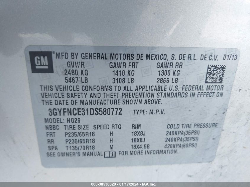 2013 CADILLAC SRX LUXURY COLLECTION - 3GYFNCE31DS580772