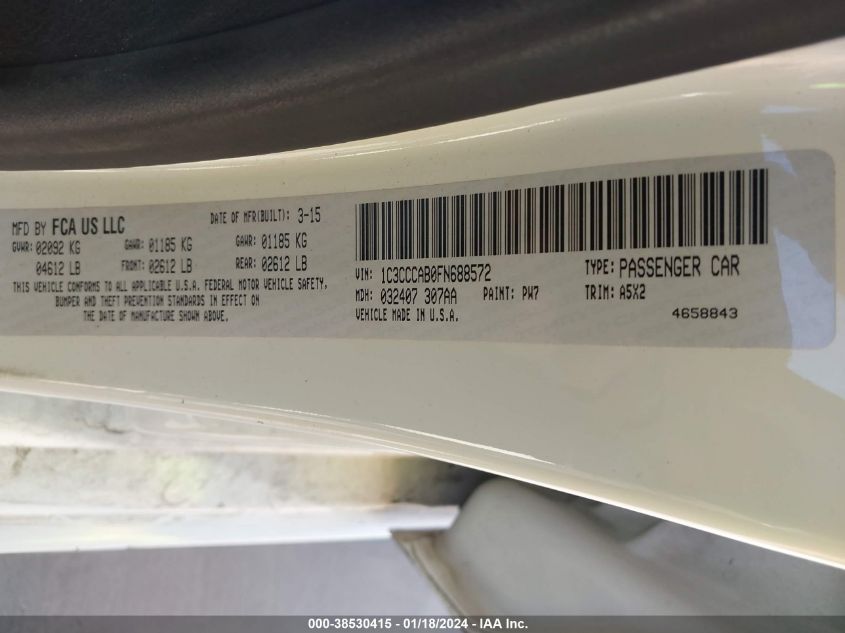 2015 CHRYSLER 200 LIMITED - 1C3CCCAB0FN688572
