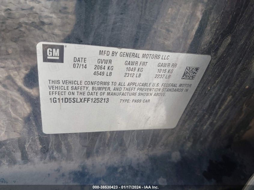 2015 CHEVROLET MALIBU 2LT - 1G11D5SLXFF125213