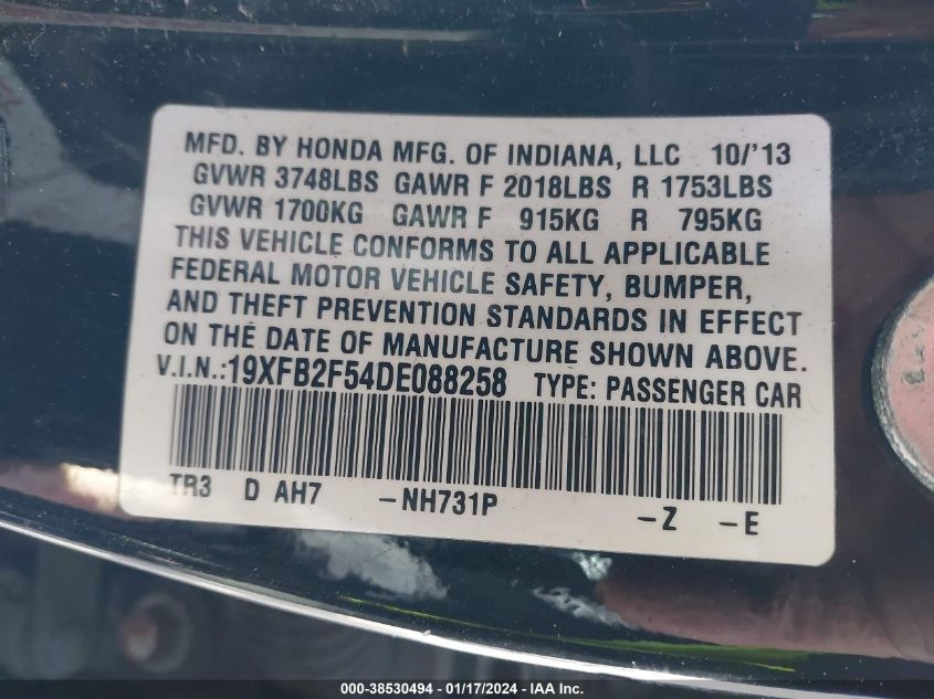2013 HONDA CIVIC LX - 19XFB2F54DE088258