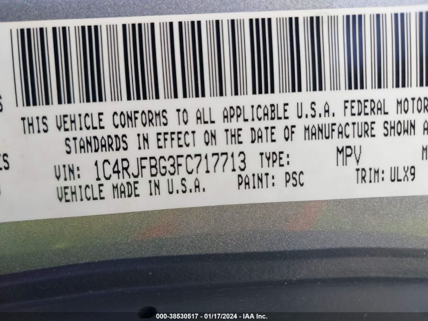 2015 JEEP GRAND CHEROKEE LIMITED - 1C4RJFBG3FC717713