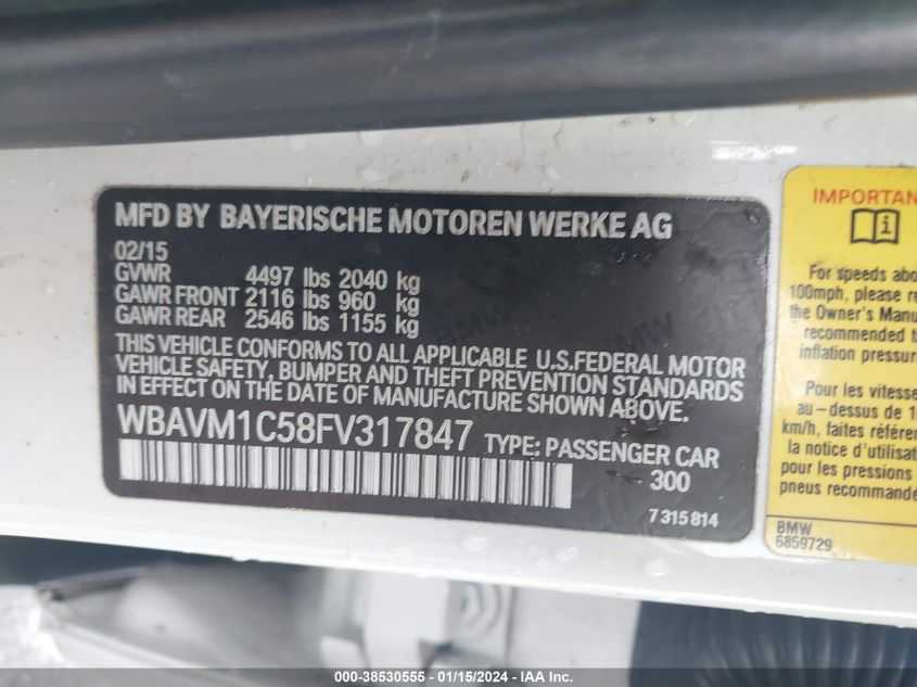 2015 BMW X1 SDRIVE28I - WBAVM1C58FV317847
