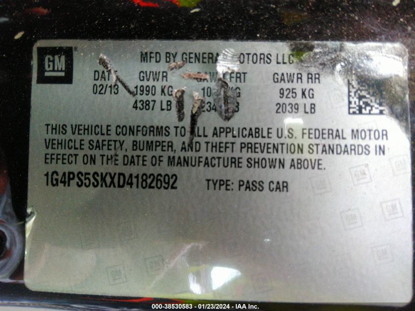 2013 BUICK VERANO LEATHER GROUP - 1G4PS5SKXD4182692