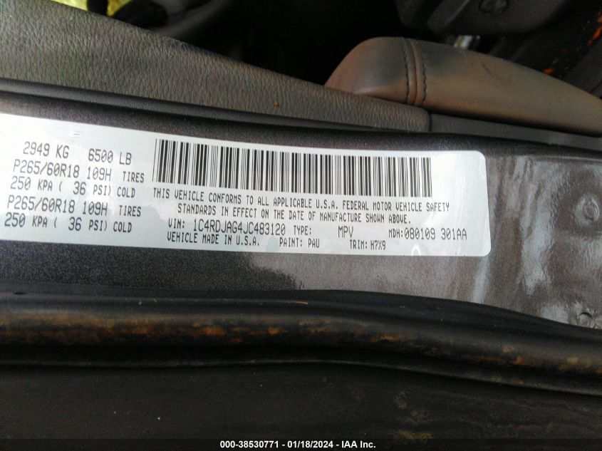 2018 DODGE DURANGO SXT AWD - 1C4RDJAG4JC483120