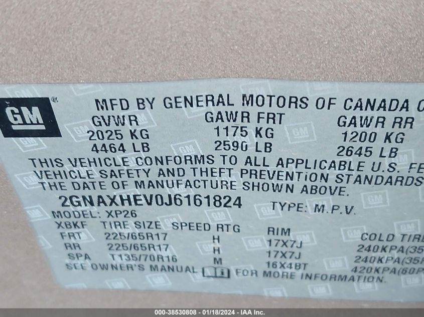2018 CHEVROLET EQUINOX LS - 2GNAXHEV0J6161824
