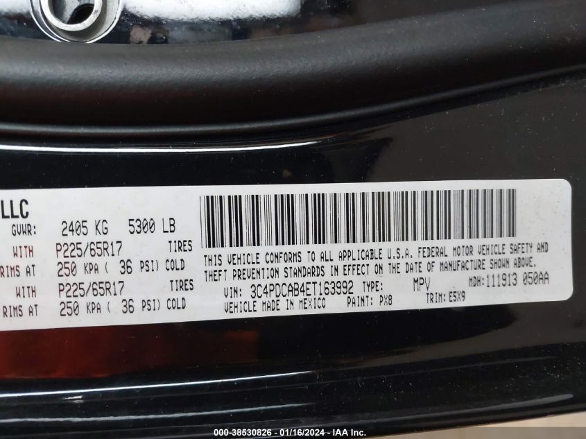 2014 DODGE JOURNEY AMERICAN VALUE PKG - 3C4PDCAB4ET163992