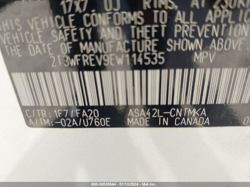 2014 TOYOTA RAV4 XLE - 2T3WFREV9EW114535