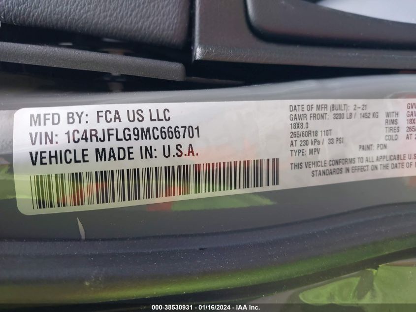 2021 JEEP GRAND CHEROKEE TRAILHAWK 4X4 - 1C4RJFLG9MC666701
