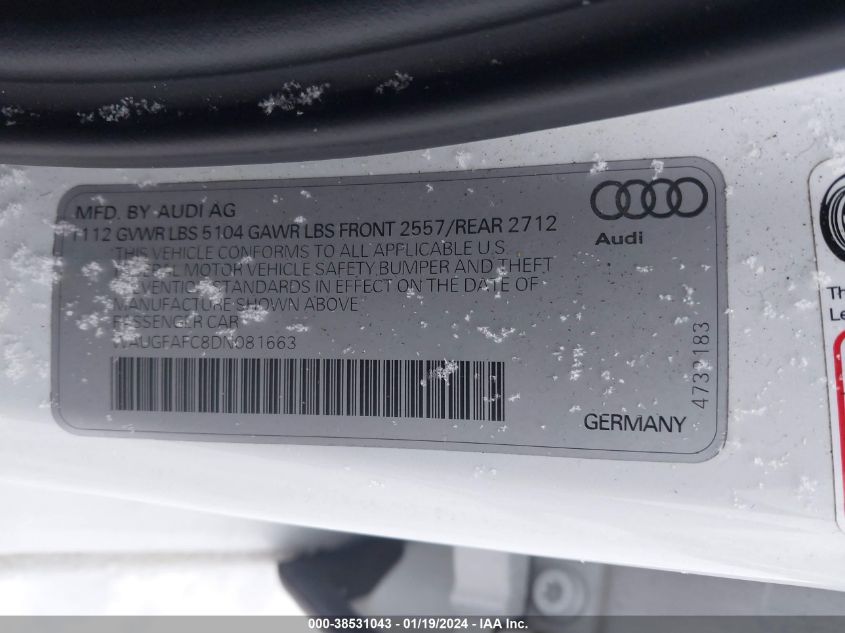 2013 AUDI A6 PREMIUM PLUS - WAUGFAFC8DN081663
