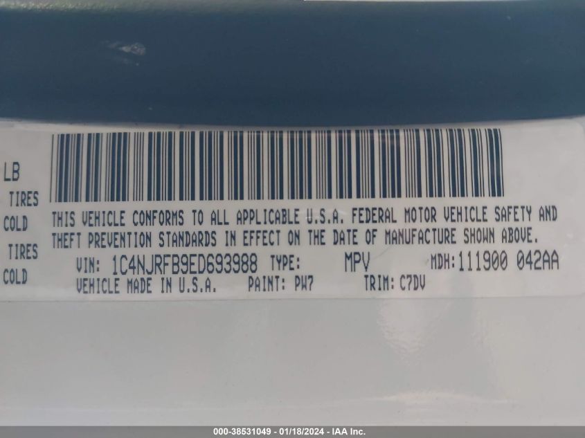 2014 JEEP PATRIOT LATITUDE - 1C4NJRFB9ED693988