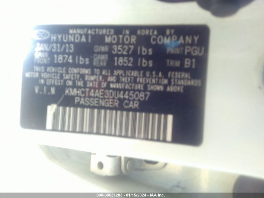 2013 HYUNDAI ACCENT GLS - KMHCT4AE3DU445087