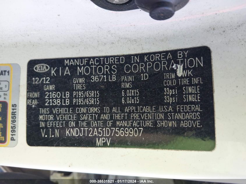 2013 KIA SOUL - KNDJT2A51D7569907