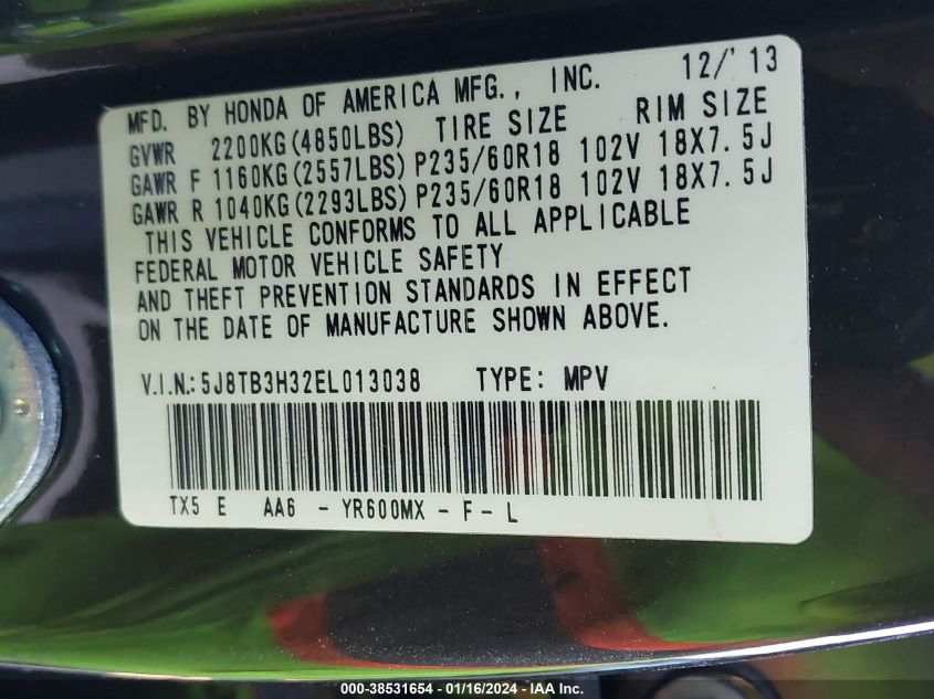 2014 ACURA RDX - 5J8TB3H32EL013038