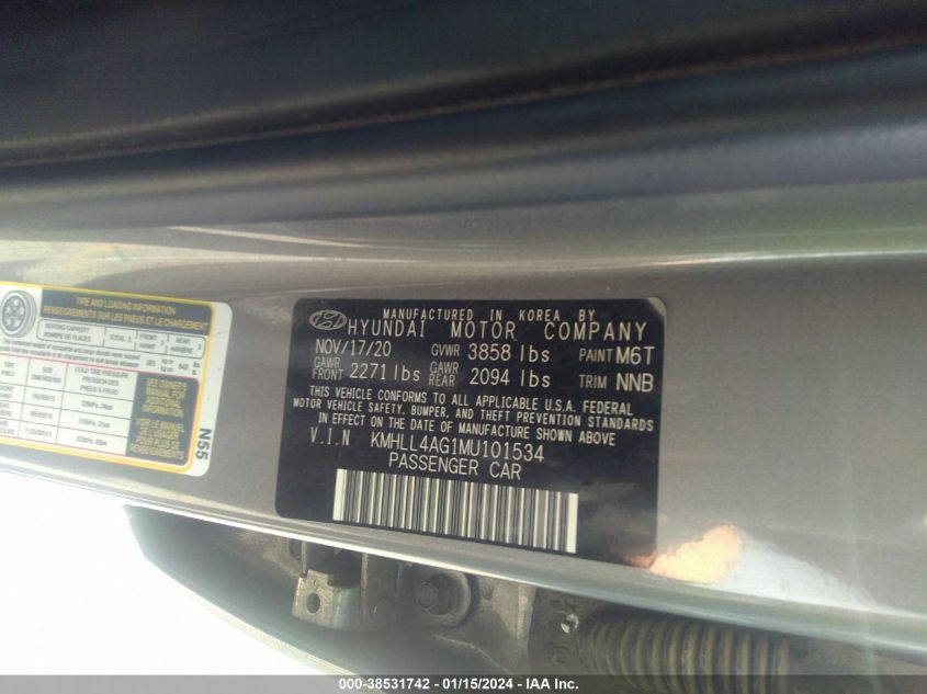 2021 HYUNDAI ELANTRA SE - KMHLL4AG1MU101534
