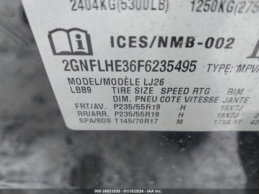 2015 CHEVROLET EQUINOX LTZ - 2GNFLHE36F6235495