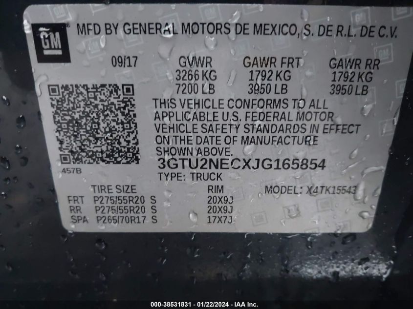 2018 GMC SIERRA 1500 SLT - 3GTU2NECXJG165854