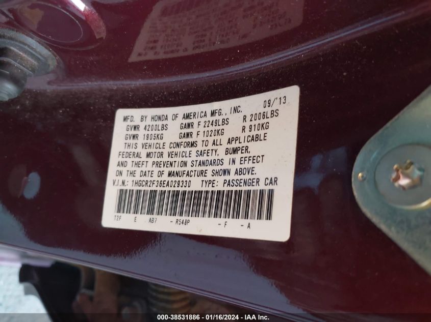 2014 HONDA ACCORD LX - 1HGCR2F36EA029330