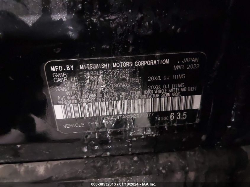 2022 MITSUBISHI OUTLANDER ES 2.5 S-AWC - JA4J4TA82NZ074077