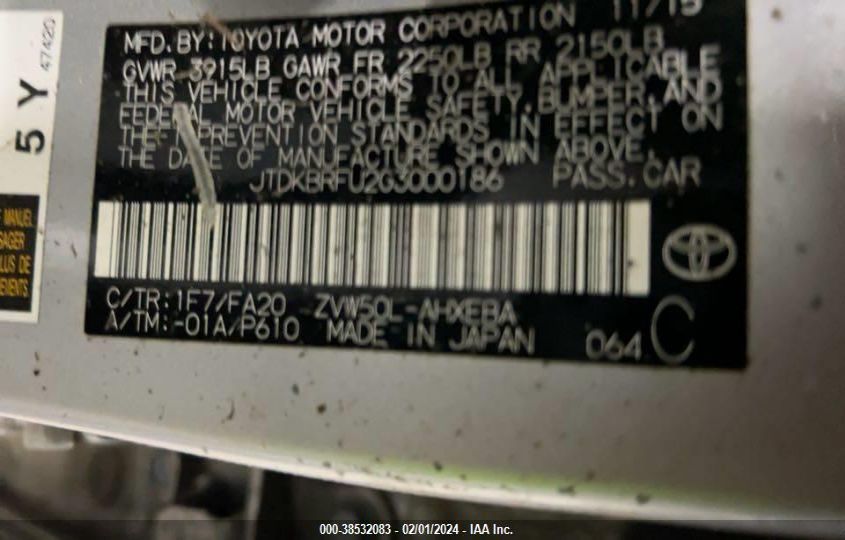 2016 TOYOTA PRIUS TWO - JTDKBRFU2G3000186