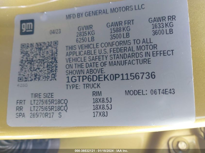 2023 GMC CANYON 4WD  SHORT BOX AT4 - 1GTP6DEK0P1156736